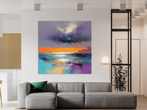 Huge Painting for Living Room, Original Landscape Canvas Art, Contemporary Oil Painting on Canvas, Oversized Landscape Wall Art Paintings-Grace Painting Crafts