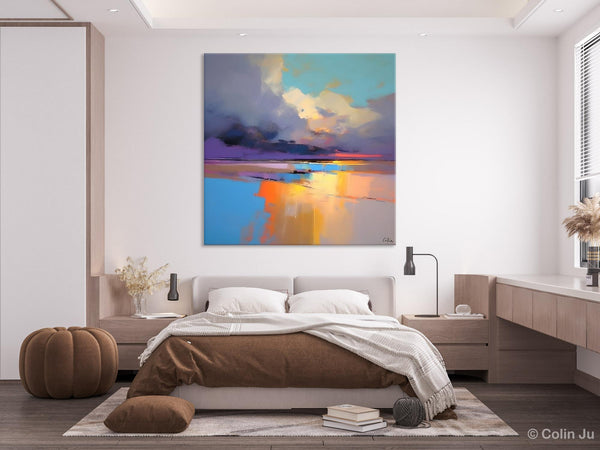 Simple Modern Art, Original Landscape Wall Art, Landscape Oil Paintings, Landscape Canvas Art, Abstract Landscape Painting for Living Room-Grace Painting Crafts