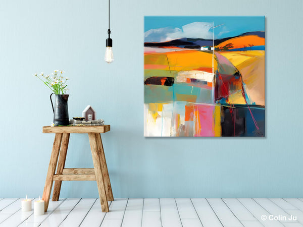 Acrylic Painting for Living Room, Contemporary Abstract Landscape Artwork, Oversized Wall Art Paintings, Original Modern Paintings on Canvas-Grace Painting Crafts