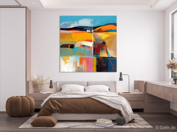 Acrylic Painting for Living Room, Contemporary Abstract Landscape Artwork, Oversized Wall Art Paintings, Original Modern Paintings on Canvas-Grace Painting Crafts