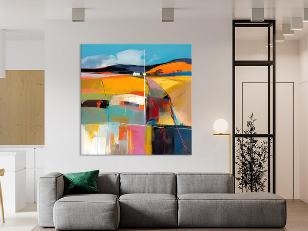 Acrylic Painting for Living Room, Contemporary Abstract Landscape Artwork, Oversized Wall Art Paintings, Original Modern Paintings on Canvas-Grace Painting Crafts