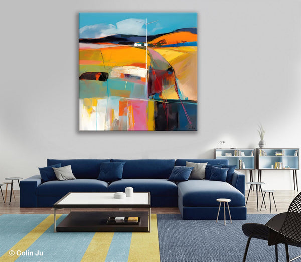 Acrylic Painting for Living Room, Contemporary Abstract Landscape Artwork, Oversized Wall Art Paintings, Original Modern Paintings on Canvas-Grace Painting Crafts