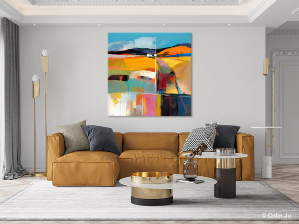Acrylic Painting for Living Room, Contemporary Abstract Landscape Artwork, Oversized Wall Art Paintings, Original Modern Paintings on Canvas-Grace Painting Crafts