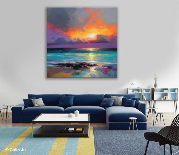 Extra Large Modern Wall Art, Landscape Canvas Paintings for Dining Room, Acrylic Painting on Canvas, Original Landscape Abstract Painting-Grace Painting Crafts