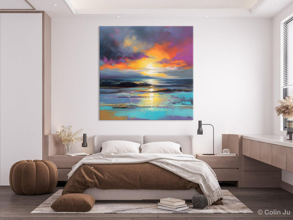Large Art Painting for Living Room, Original Landscape Canvas Art, Contemporary Acrylic Painting on Canvas, Oversized Landscape Wall Art Paintings-Grace Painting Crafts