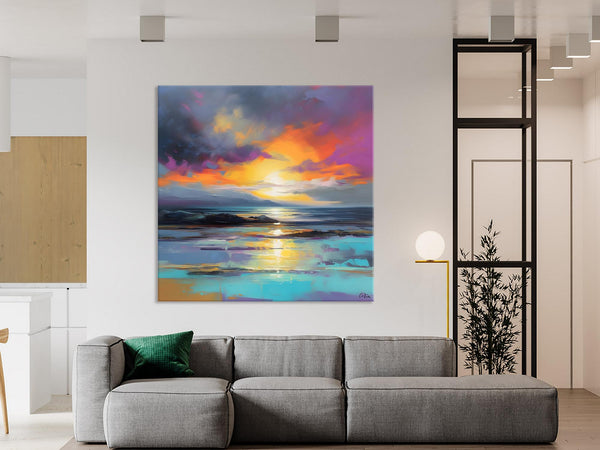 Large Art Painting for Living Room, Original Landscape Canvas Art, Contemporary Acrylic Painting on Canvas, Oversized Landscape Wall Art Paintings-Grace Painting Crafts