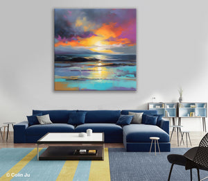 Large Art Painting for Living Room, Original Landscape Canvas Art, Contemporary Acrylic Painting on Canvas, Oversized Landscape Wall Art Paintings-Grace Painting Crafts