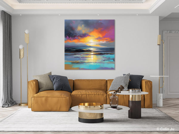 Large Art Painting for Living Room, Original Landscape Canvas Art, Contemporary Acrylic Painting on Canvas, Oversized Landscape Wall Art Paintings-Grace Painting Crafts