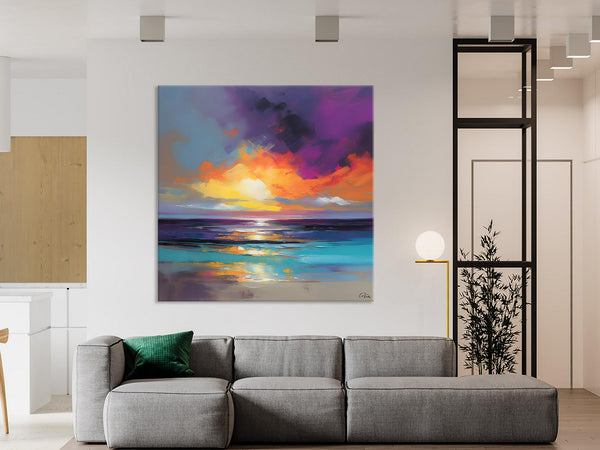 Contemporary Acrylic Painting on Canvas, Large Art Painting for Living Room, Original Landscape Canvas Art, Oversized Landscape Wall Art Paintings-Grace Painting Crafts