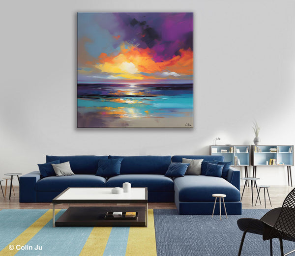 Contemporary Acrylic Painting on Canvas, Large Art Painting for Living Room, Original Landscape Canvas Art, Oversized Landscape Wall Art Paintings-Grace Painting Crafts