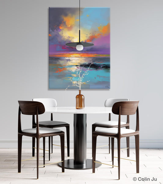 Oil Painting on Canvas, Extra Large Modern Wall Art, Landscape Canvas Paintings for Dining Room, Original Landscape Abstract Painting-Grace Painting Crafts