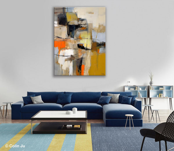 Acrylic Abstract Painting Behind Sofa, Large Painting on Canvas, Living Room Wall Art Paintings, Original Abstract Painting on Canvas-Grace Painting Crafts