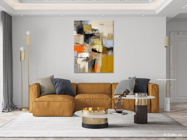 Acrylic Abstract Painting Behind Sofa, Large Painting on Canvas, Living Room Wall Art Paintings, Original Abstract Painting on Canvas-Grace Painting Crafts