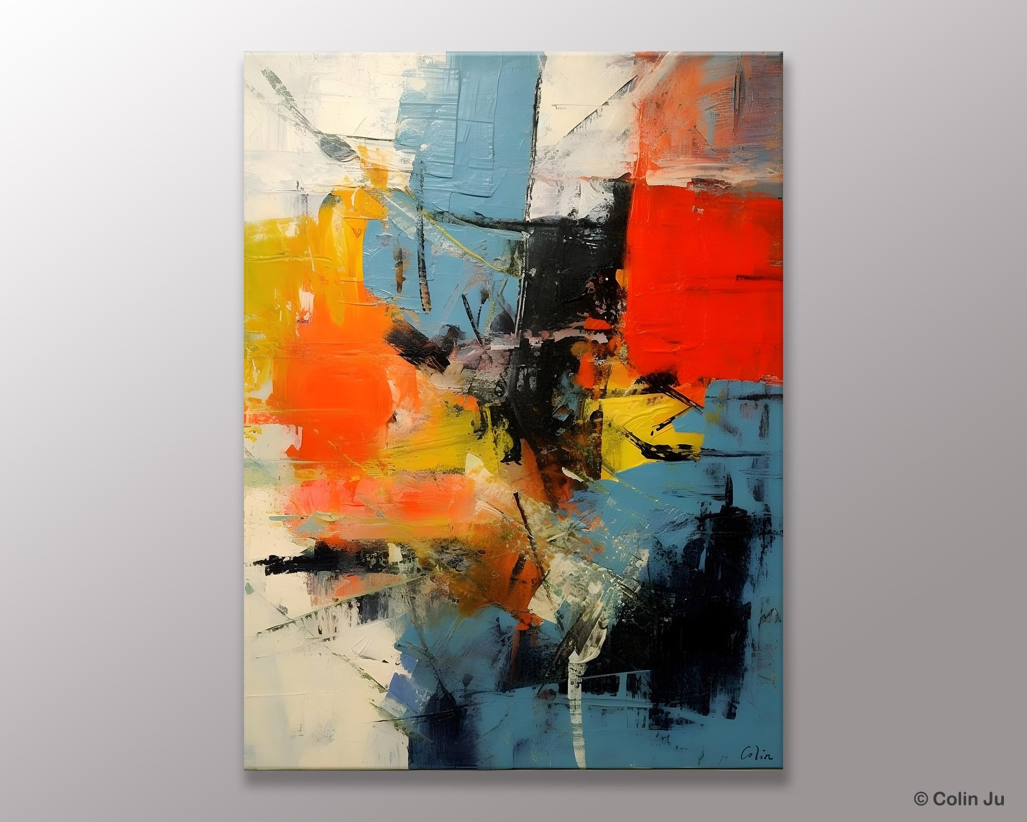 Abstract Paintings for Dining Room, Modern Paintings Behind Sofa, Buy Paintings Online, Original Palette Knife Canvas Art, Impasto Wall Art-Grace Painting Crafts