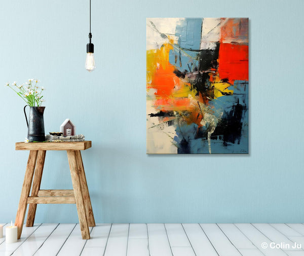 Abstract Paintings for Dining Room, Modern Paintings Behind Sofa, Buy Paintings Online, Original Palette Knife Canvas Art, Impasto Wall Art-Grace Painting Crafts