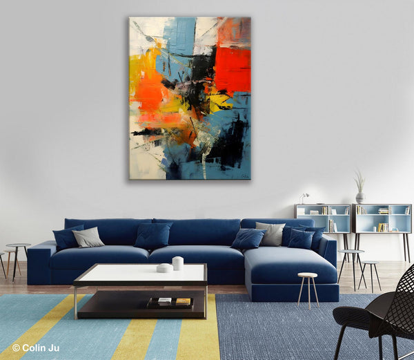Abstract Paintings for Dining Room, Modern Paintings Behind Sofa, Buy Paintings Online, Original Palette Knife Canvas Art, Impasto Wall Art-Grace Painting Crafts
