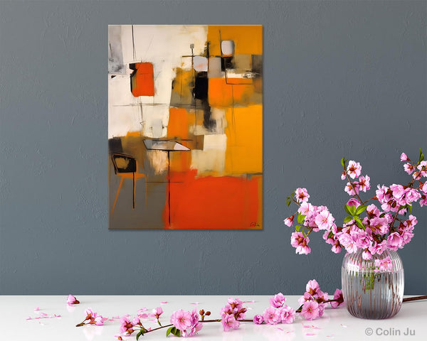 Modern Paintings Behind Sofa, Acrylic Paintings on Canvas, Abstract Painting for Living Room, Original Contemporary Canvas Wall Art-Grace Painting Crafts