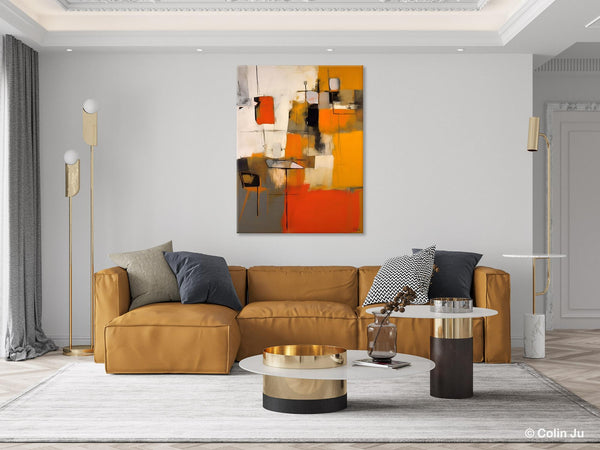 Modern Paintings Behind Sofa, Acrylic Paintings on Canvas, Abstract Painting for Living Room, Original Contemporary Canvas Wall Art-Grace Painting Crafts