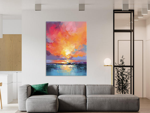 Palette Knife Canvas Art, Modern Landscape Paintings, Oversized Contemporary Canvas Paintings, Extra Large Canvas Painting for Living Room-Grace Painting Crafts