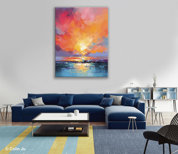 Palette Knife Canvas Art, Modern Landscape Paintings, Oversized Contemporary Canvas Paintings, Extra Large Canvas Painting for Living Room-Grace Painting Crafts