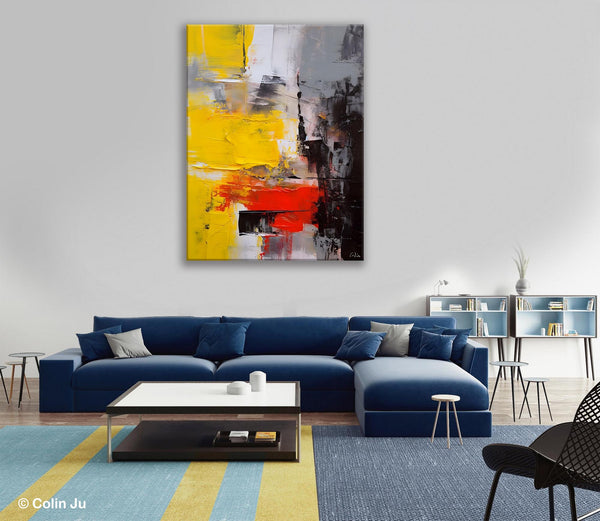 Simple Wall Art Paintings, Living Room Modern Wall Art, Original Contemporary Art, Acrylic Canvas Painting, Large Painting Behind Sofa-Grace Painting Crafts