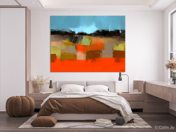 Modern Landscape Paintings Behind Sofa, Abstract Landscape Paintings for Living Room, Palette Knife Canvas Art, Original Landscape Art-Grace Painting Crafts