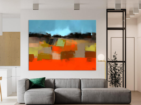Modern Landscape Paintings Behind Sofa, Abstract Landscape Paintings for Living Room, Palette Knife Canvas Art, Original Landscape Art-Grace Painting Crafts