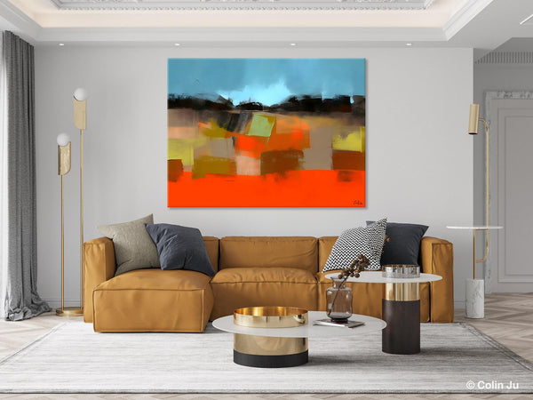 Modern Landscape Paintings Behind Sofa, Abstract Landscape Paintings for Living Room, Palette Knife Canvas Art, Original Landscape Art-Grace Painting Crafts
