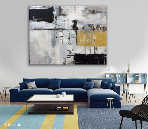 Black Abstract Acrylic Paintings, Large Paintings for Bedroom, Simple Modern Art, Original Canvas Paintings, Contemporary Canvas Paintings-Grace Painting Crafts