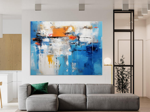 Abstract Paintings Behind Sofa, Acrylic Paintings for Bedroom, Hand Painted Canvas Art, Original Canvas Wall Art, Buy Paintings Online-Grace Painting Crafts