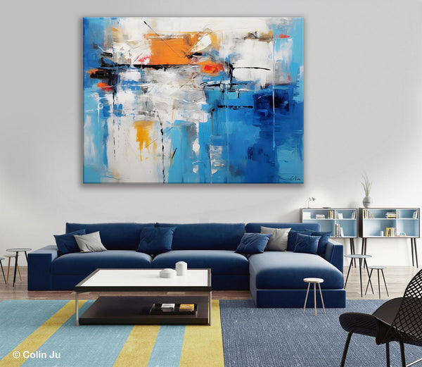 Abstract Paintings Behind Sofa, Acrylic Paintings for Bedroom, Hand Painted Canvas Art, Original Canvas Wall Art, Buy Paintings Online-Grace Painting Crafts