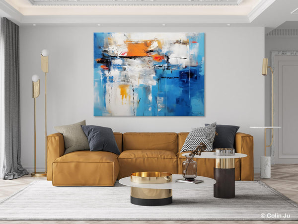 Abstract Paintings Behind Sofa, Acrylic Paintings for Bedroom, Hand Painted Canvas Art, Original Canvas Wall Art, Buy Paintings Online-Grace Painting Crafts