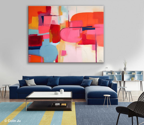 Acrylic Paintings Behind Sofa, Abstract Paintings for Bedroom, Original Hand Painted Canvas Art, Contemporary Canvas Wall Art, Buy Paintings Online-Grace Painting Crafts