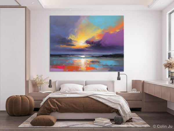 Landscape Painting on Canvas, Hand Painted Canvas Art, Abstract Landscape Artwork, Contemporary Wall Art Paintings, Extra Large Original Art-Grace Painting Crafts