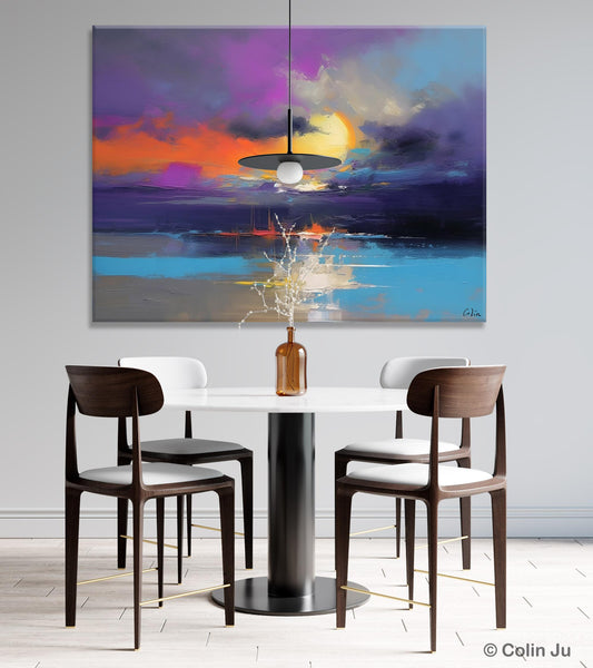 Abstract Landscape Painting, Sunset Painting, Large Landscape Painting for Living Room, Bedroom Wall Art Ideas, Modern Paintings for Dining Room-Grace Painting Crafts