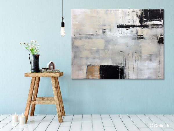 Large Original Abstract Wall Art, Simple Modern Art, Contemporary Acrylic Paintings, Oversized Paintings on Canvas, Large Canvas Paintings for Living Room-Grace Painting Crafts