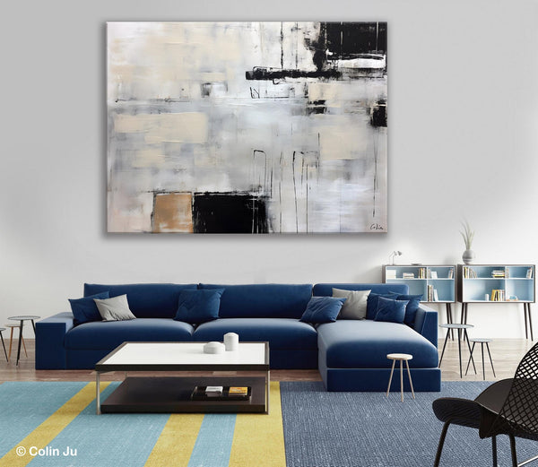 Large Original Abstract Wall Art, Simple Modern Art, Contemporary Acrylic Paintings, Oversized Paintings on Canvas, Large Canvas Paintings for Living Room-Grace Painting Crafts
