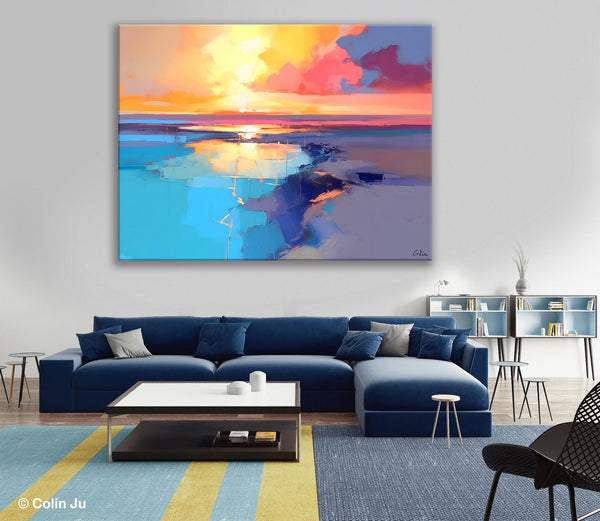 Sunrise Painting, Original Landscape Painting, Large Landscape Painting for Living Room, Bedroom Wall Art Ideas, Modern Paintings for Dining Room-Grace Painting Crafts