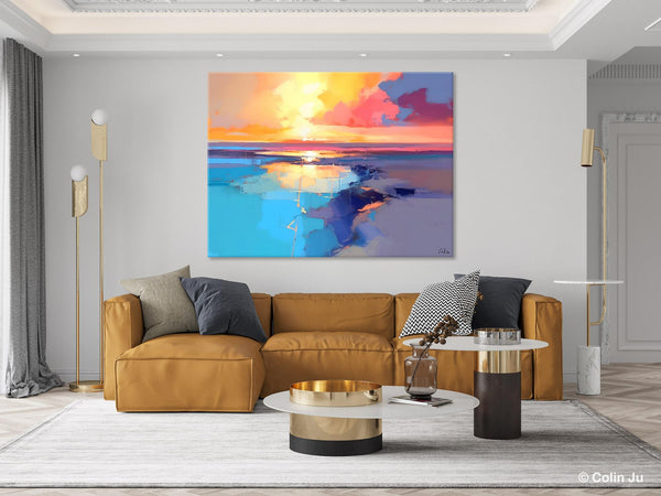 Sunrise Painting, Original Landscape Painting, Large Landscape Painting for Living Room, Bedroom Wall Art Ideas, Modern Paintings for Dining Room-Grace Painting Crafts