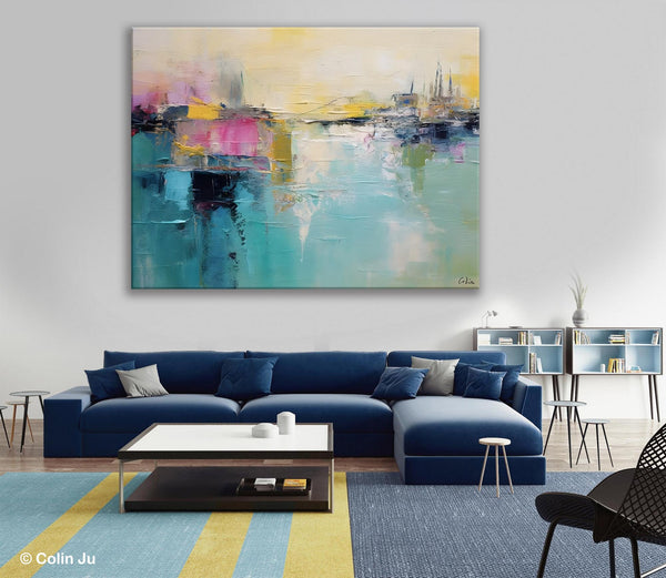 Acrylic Paintings Behind Sofa, Abstract Paintings for Bedroom, Contemporary Canvas Wall Art, Original Hand Painted Canvas Art, Buy Paintings Online-Grace Painting Crafts