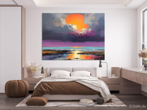 Heavy Texture Paintings, Original Landscape Painting, Large Landscape Painting for Living Room, Bedroom Wall Art Ideas, Modern Paintings for Dining Room-Grace Painting Crafts