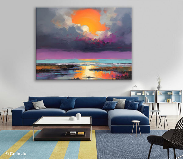 Heavy Texture Paintings, Original Landscape Painting, Large Landscape Painting for Living Room, Bedroom Wall Art Ideas, Modern Paintings for Dining Room-Grace Painting Crafts