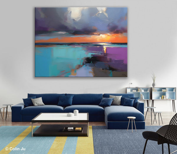 Living Room Abstract Paintings, Original Landscape Abstract Painting, Simple Wall Art Ideas, Extra Large Landscape Canvas Paintings, Buy Art Online-Grace Painting Crafts