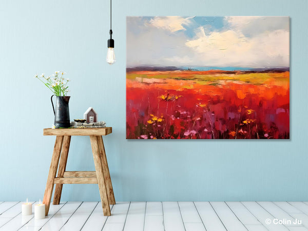 Extra Large Wall Art Painting, Landscape Canvas Painting for Living Room, Flower Field Acrylic Paintings, Original Landscape Acrylic Artwork-Grace Painting Crafts