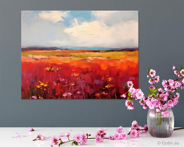 Extra Large Wall Art Painting, Landscape Canvas Painting for Living Room, Flower Field Acrylic Paintings, Original Landscape Acrylic Artwork-Grace Painting Crafts