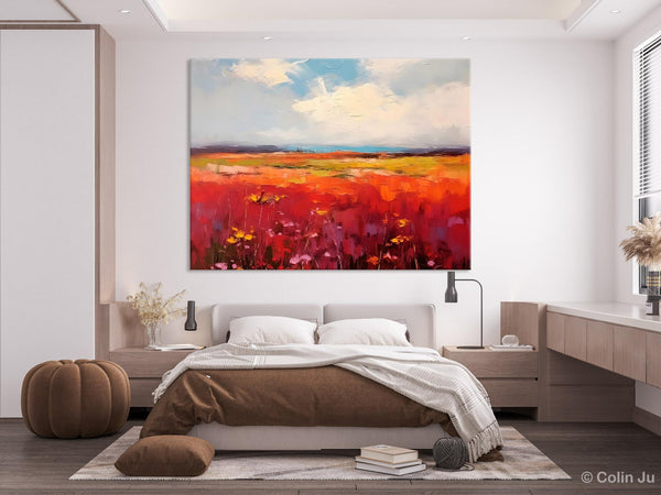 Extra Large Wall Art Painting, Landscape Canvas Painting for Living Room, Flower Field Acrylic Paintings, Original Landscape Acrylic Artwork-Grace Painting Crafts