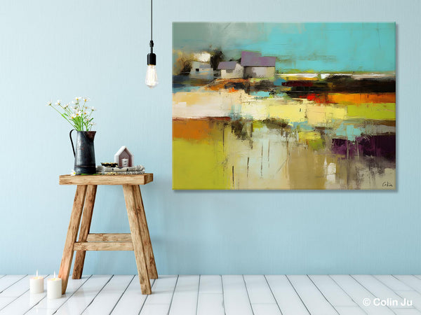 Simple Abstract Art, Landscape Canvas Painting, Bedroom Wall Art Paintings, Acrylic Painting on Canvas, Large Original Canvas Painting-Grace Painting Crafts