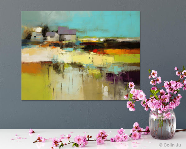 Simple Abstract Art, Landscape Canvas Painting, Bedroom Wall Art Paintings, Acrylic Painting on Canvas, Large Original Canvas Painting-Grace Painting Crafts