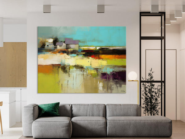 Simple Abstract Art, Landscape Canvas Painting, Bedroom Wall Art Paintings, Acrylic Painting on Canvas, Large Original Canvas Painting-Grace Painting Crafts