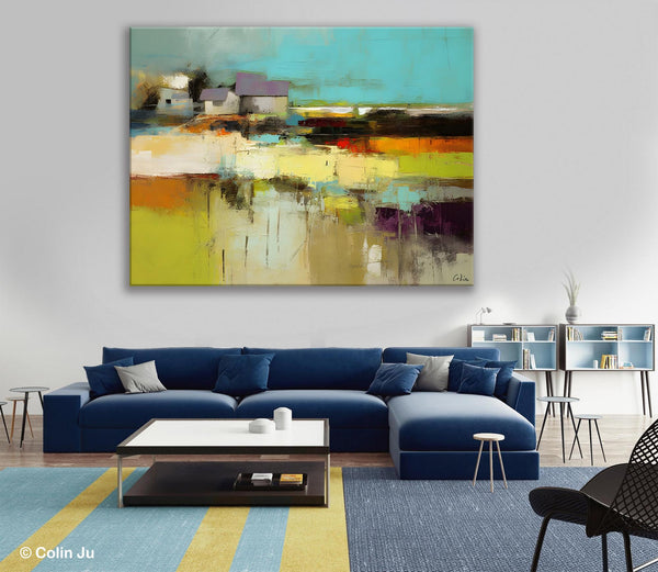 Simple Abstract Art, Landscape Canvas Painting, Bedroom Wall Art Paintings, Acrylic Painting on Canvas, Large Original Canvas Painting-Grace Painting Crafts